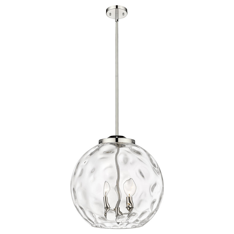 Luminaire suspendu sphère 3 lumières 3 lumières, Nickel poli, H 17,13 po x l 15,75 po x P 15,75 po