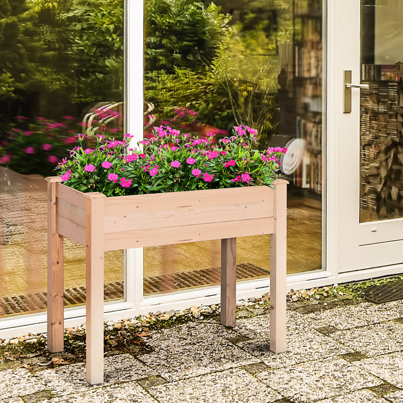 Jardinière surélevée en bois avec pieds, 86 x 46 x 76 cm, à drainage automatique, idéale pour les légumes, les herbes aromatiques et les fleurs. Parfait pour le jardin, la terrasse, le balcon ou comme bac à fleurs naturel.