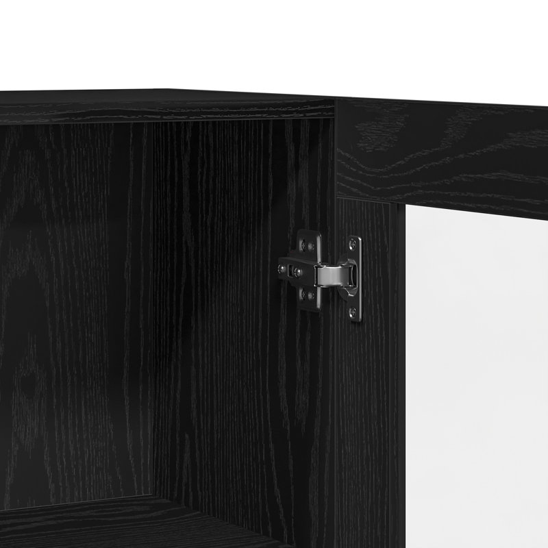 120cm Sideboard, Black Oak, Engineered Wood/Glass