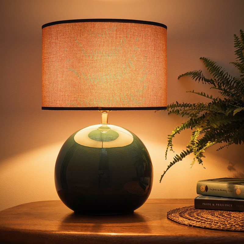 Ceramic & Fabric Table Lamp, Blue