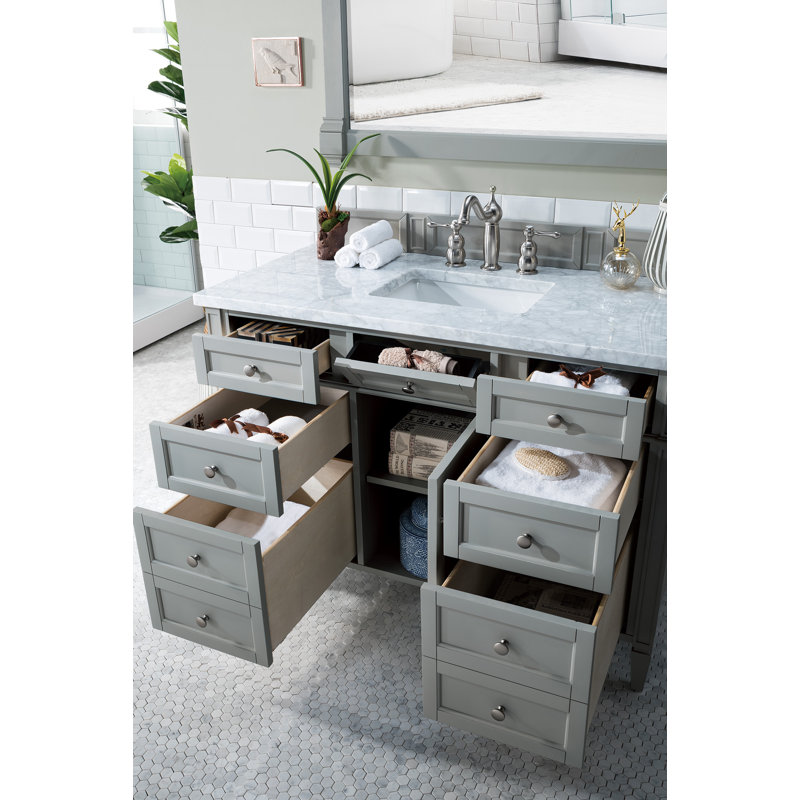 Brittany 48'' W Single Vanity, Carrara White, Sage Green, 8" Widespread