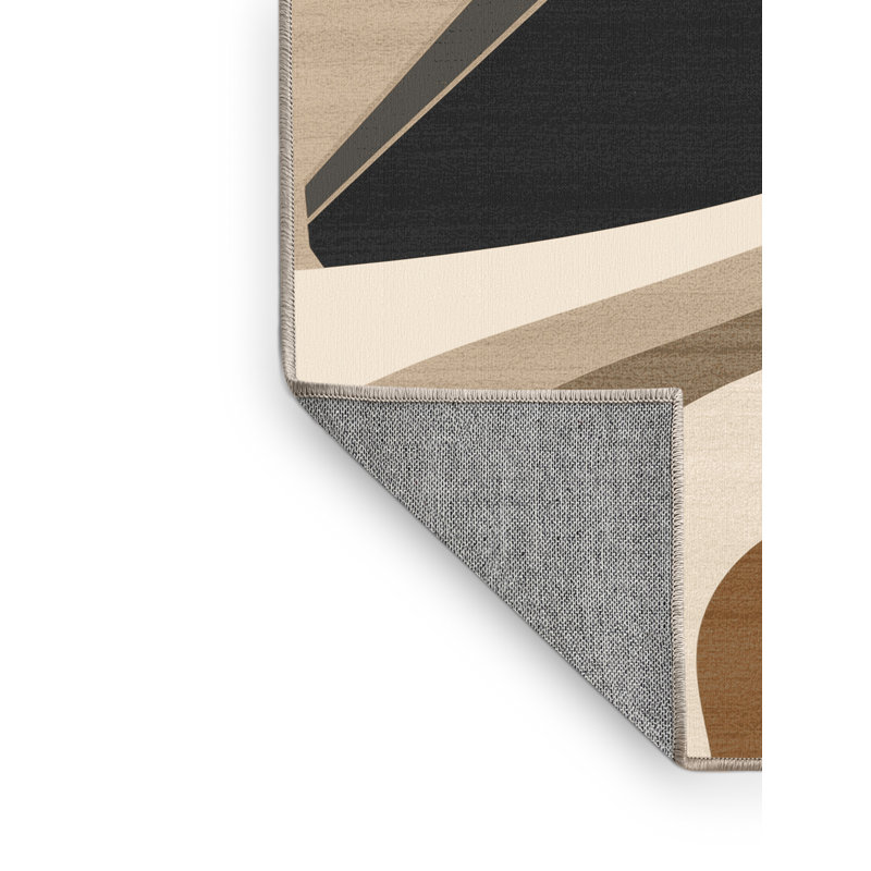 Machine Washable Maurice River Barge Scandinavian Rug in Beige – Beige Binding, 7x10