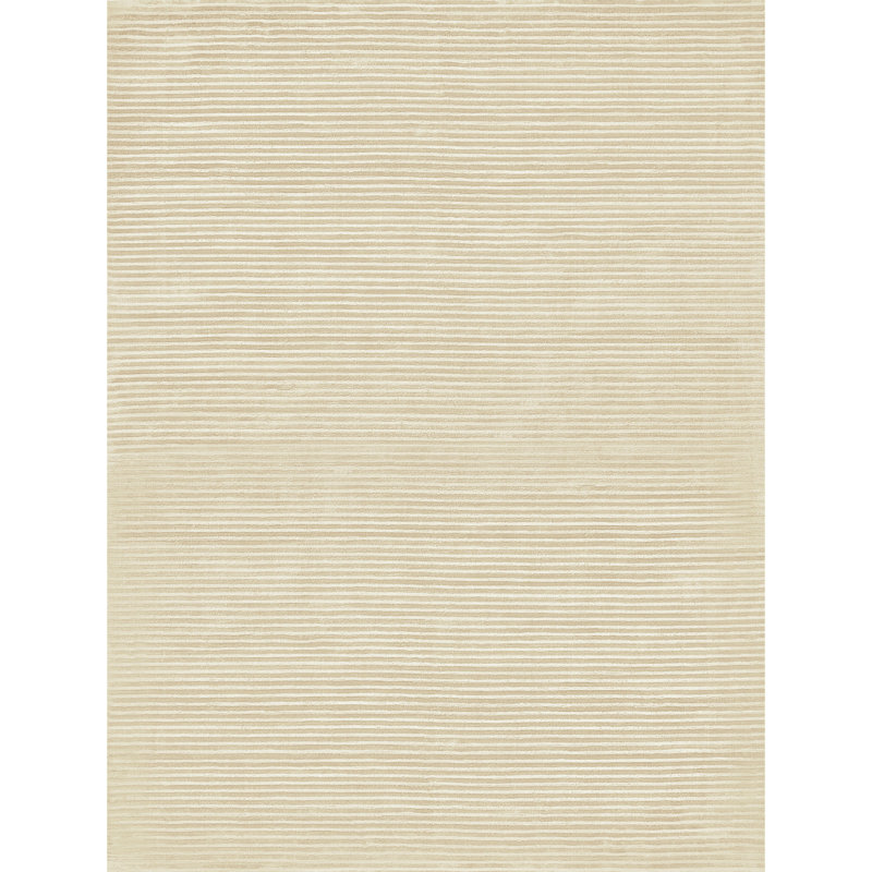 Tapis ivoire noué à la main de haute qualité, Rectangle 6 pi x 9 pi