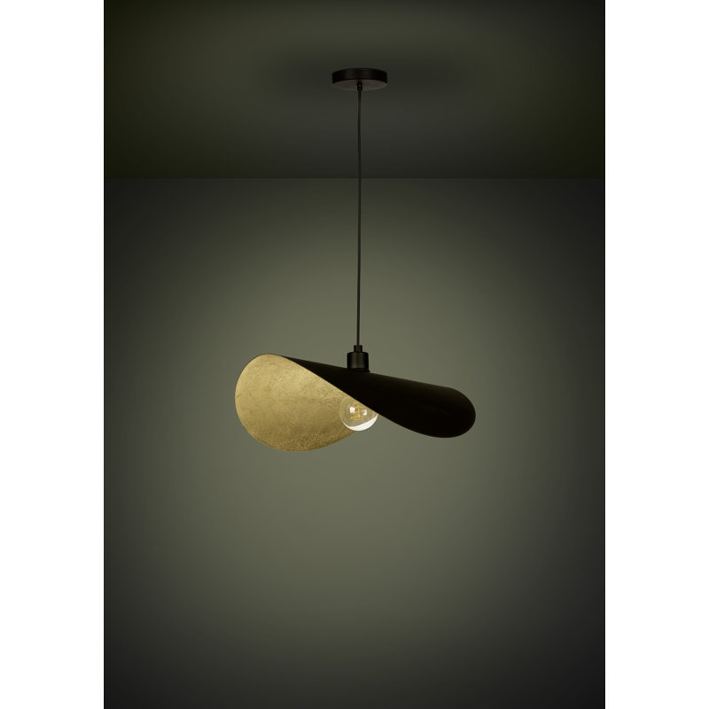 Saceda 1-Light Black and Gold Leaf Pendant Light, 7.48" H x 20.87" W x 16.54" D