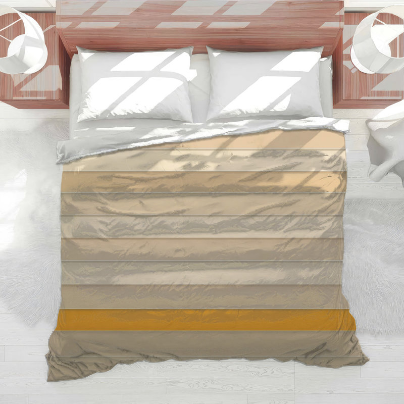Beige Orange Stripes Comforter, Twin Extra Long