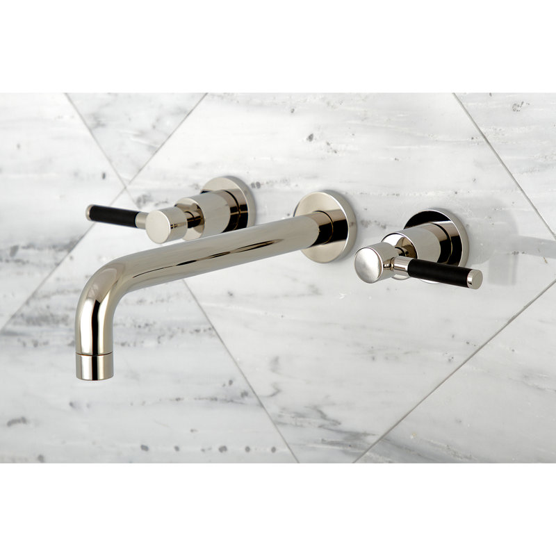 Kingston Brass Kaiser Two-Handle 3-Hole Wall Mount Roman Tub Faucet, Polished Nickel