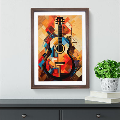 XYZ-FRM-V1223-1745 Acoustic Guitar Abstract - Single Picture Frame Print on Wood