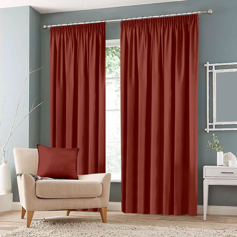 Eiliana Room Darkening Curtain Pair, Width 167 x Drop 183 cm, Rust Orange