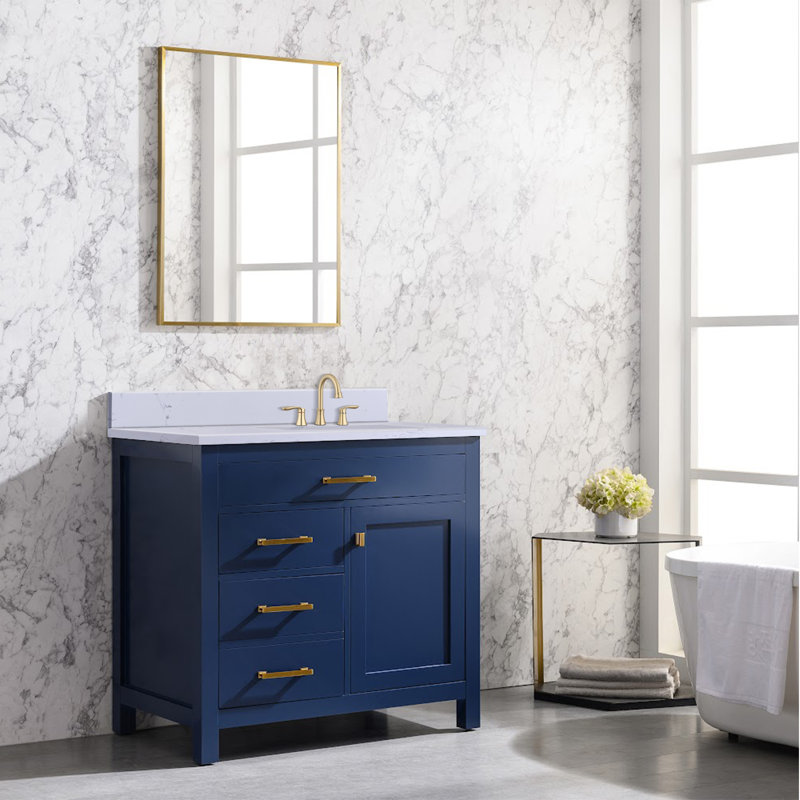 36'' Engineered Stone Single Bathroom Vanity Top with Sink – For Vanity Replacement, No Cabinet