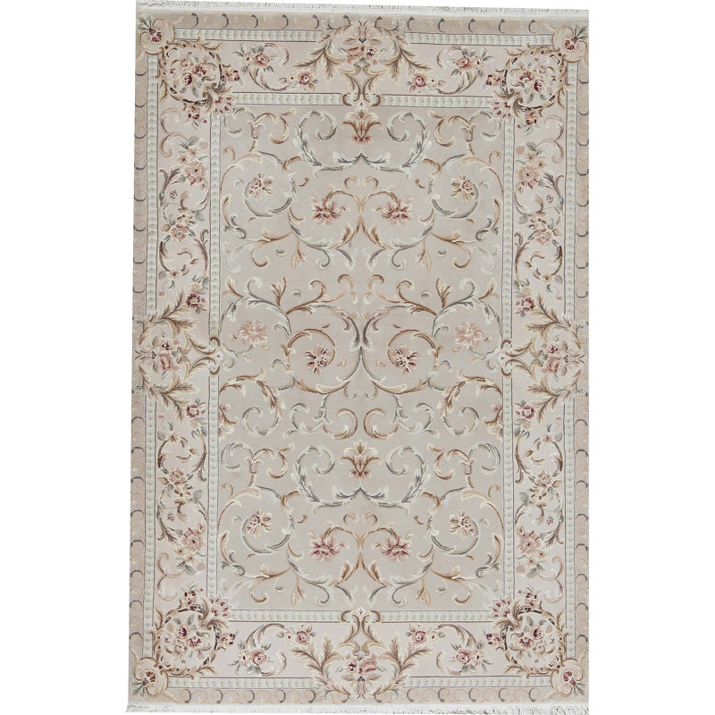 Hand-Knotted High-Quality Beige Area Rug