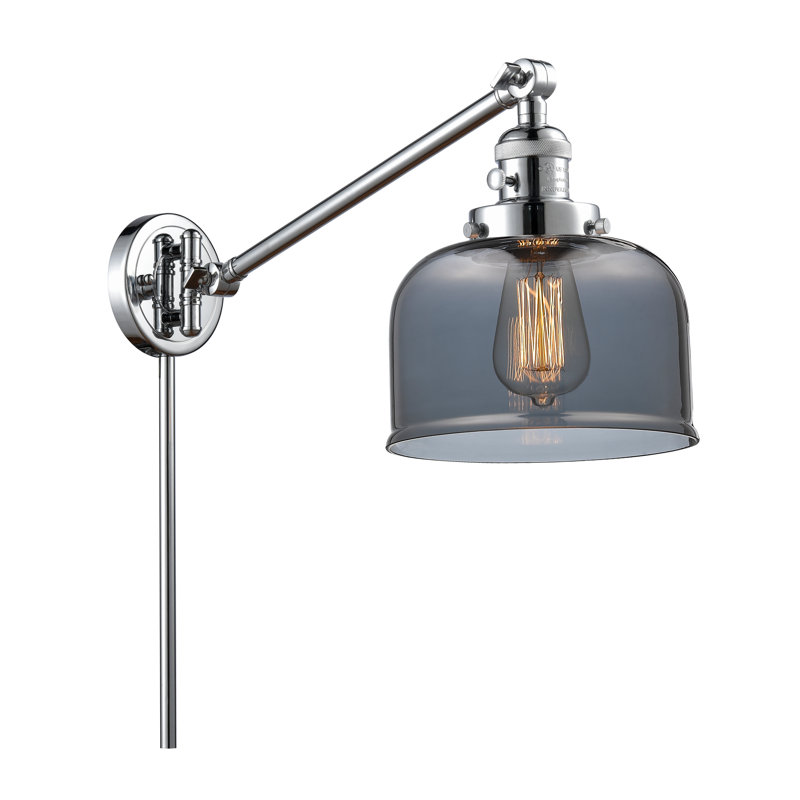 Bras pivotant à 1 lumière à intensité variable Talton, Ampoule DEL rétro de 3,5 watts, Chrome poli, Plaqué couleur fumée