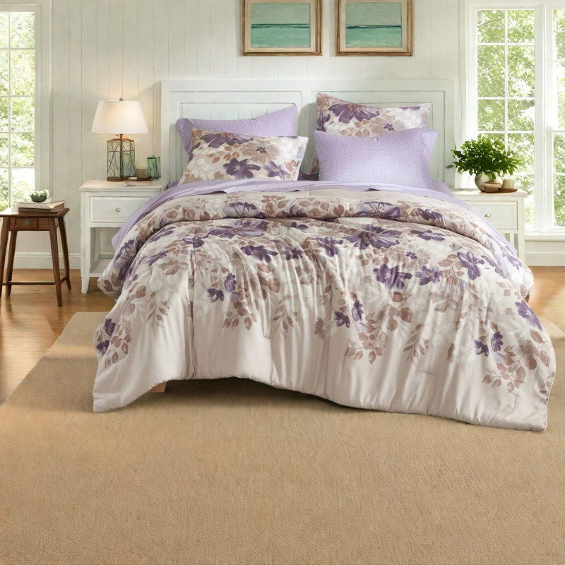 Soft Bedding Sets, Polyester Full Taupe Floral Comfort For Modern Home