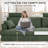  87-inch corduroy 3-seater sofa features a skirt design and two seats with headrests-Green-226000081
