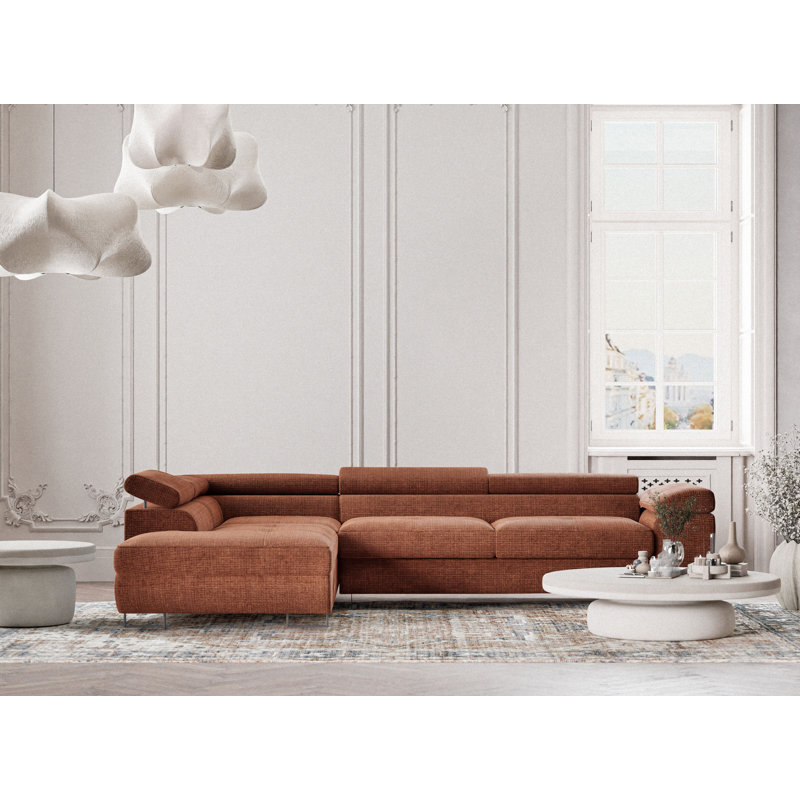4 Seater Reclining Corner Sofa , Left Hand Facing, Copper Polyester/Chenille
