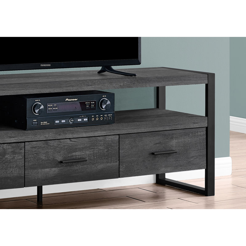 60 Inch Console Media Entertainment Center Storage Drawers, Black