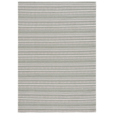 Martha Stewart 412 Cotton Striped Rug in Green/Ivory
