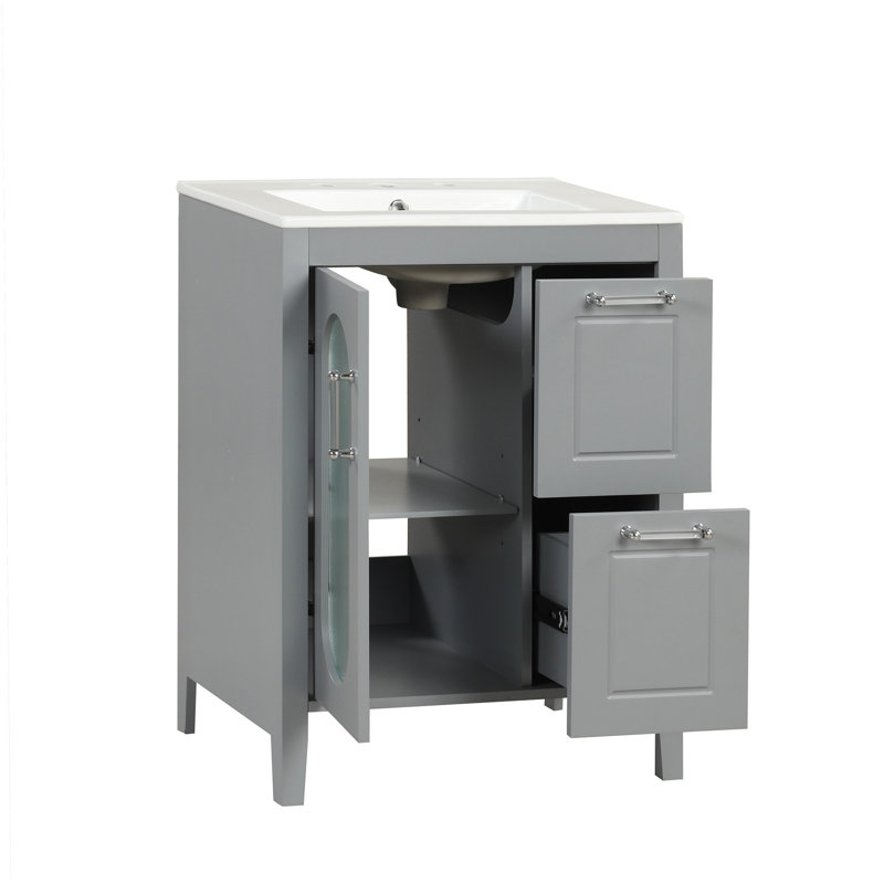 Meuble-lavabo 24 po avec lavabo, Gris