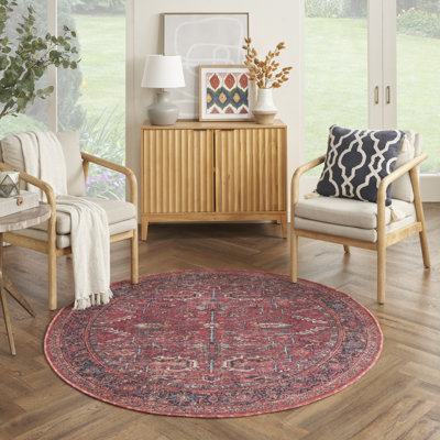 Machine Washable Oriental Red Area Rug