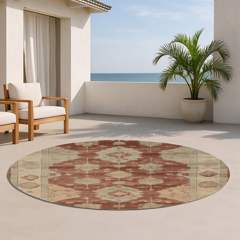 Tapis intérieur et extérieur brun Overdyed, Rond 5 pi