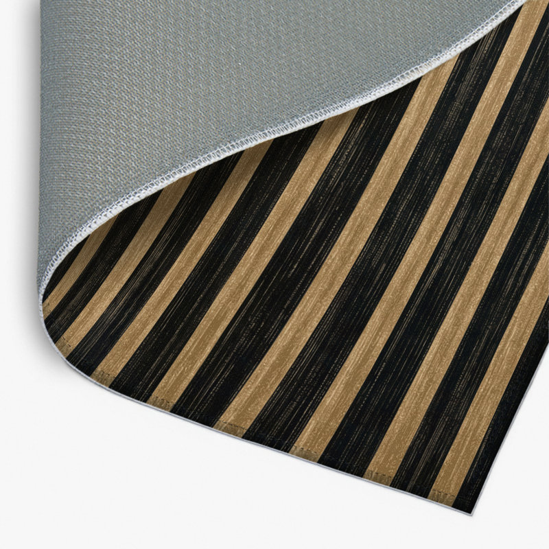 Tapis intérieur / extérieur noir HorizontalStripes, Rectangulaire 2 pi x 3 pi