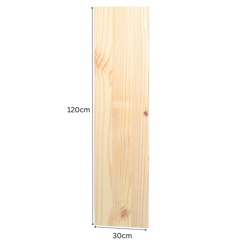 Chunky Laminated Shelf Board, 2.4cm Thick Pre-Sanded Pine Wood, 120cm x 30cm