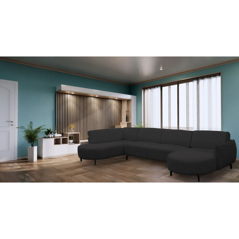 5 Seater Corner Sofa , Black, Right Hand Facing
