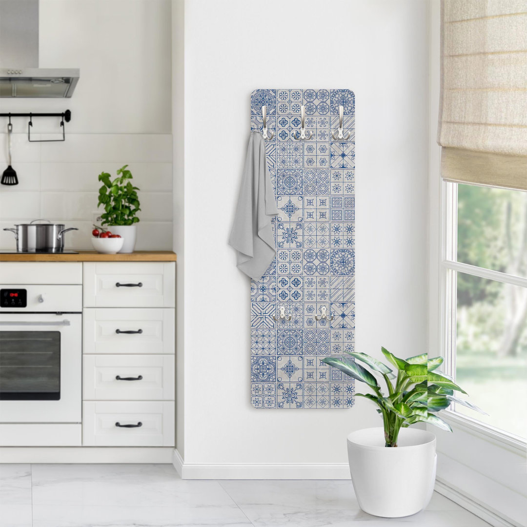 Coimbra Tile Pattern Wall Mounted Coat Rack