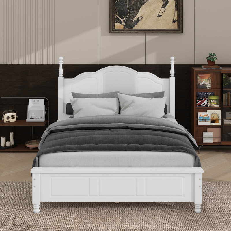 Full Size Wood Platform Bed, White