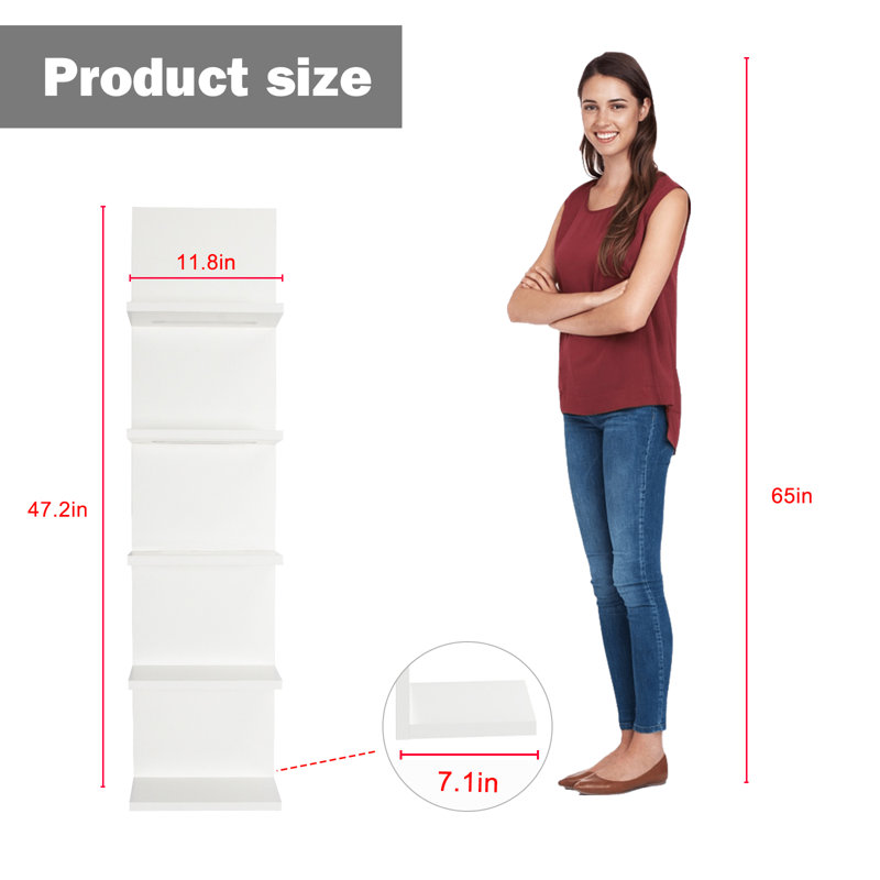 5-Tier Floating Wall Shelf with Bulit-in RGB Lights, White
