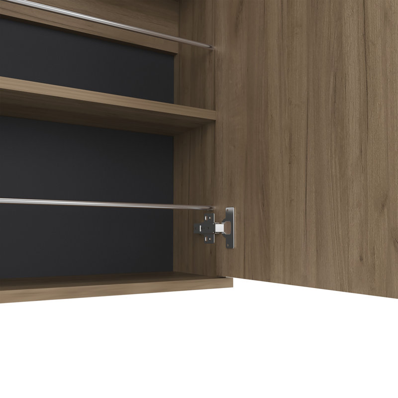 Étagère à chaussures murale H 54 po, un miroir, une porte, cinq tablettes de rangement internes, capacité approximative pour dix chaussures