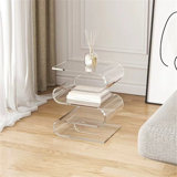Giesa Transparent Book Shelf Acrylic Personality Side Table,S Shaped Acrylic Side Table