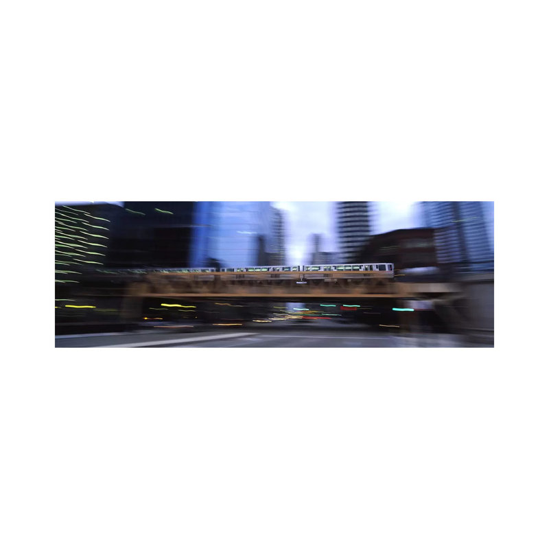 Electric Train Crossing A Bridge - Wrapped Canvas Panoramic Print, 30.48 cm H x 91.44 cm W x 1.91 cm D