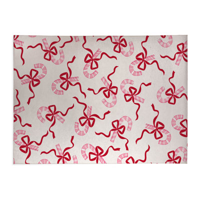 Candycanes & Bows white Low Profile Kitchen Mat