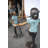 Three Children Happily Holding Hands Bronze Statue