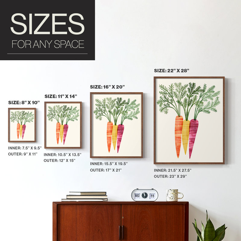Reproduction encadrée Organic Veg III - bois massif, Brun, H 10 po x l 8 po