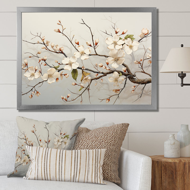 Art sur toile de cornouiller blanc, H 24 po x l 32 po x P 1 po, Toile tendue