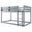 Low Twin Over Twin Bunk Bed, Floor Bunk Bed with Ladder, Solid Wood Twin Bunk Bed for Kids & Juniors, Grey(Expect Arrival Date 2025/11/25)-1588959380