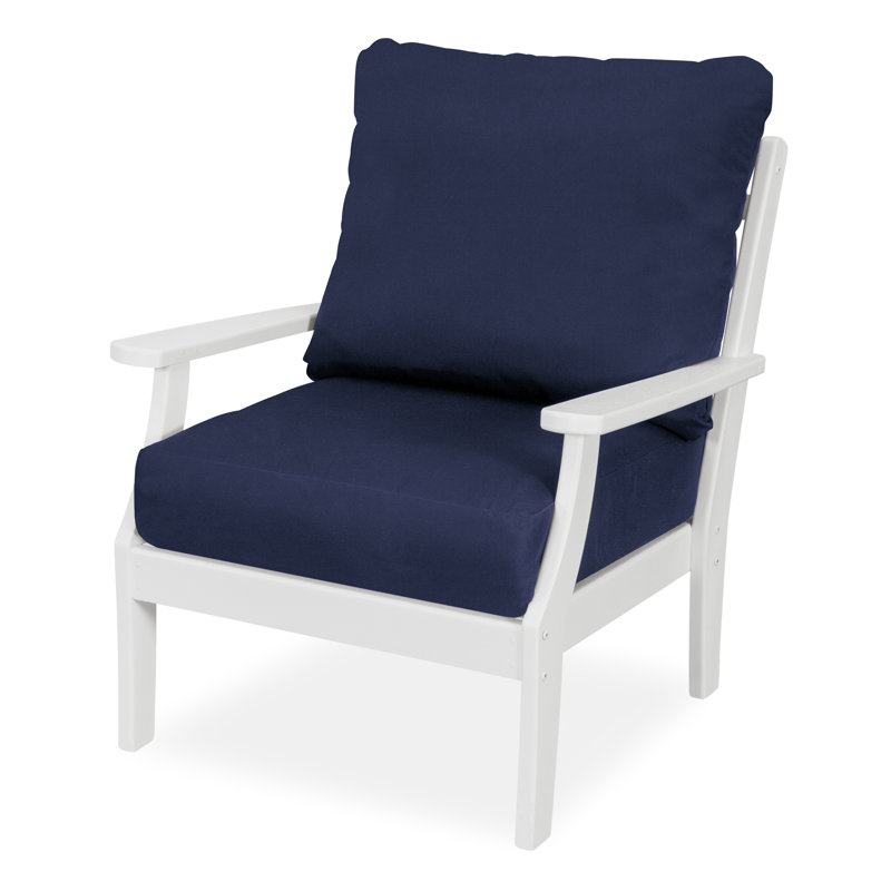 Yacht Club Deep Seating Chair, White, Navy