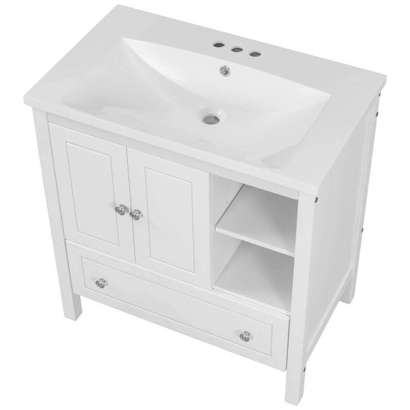 Meuble-lavabo 30 po avec lavabo en céramique, Blanc