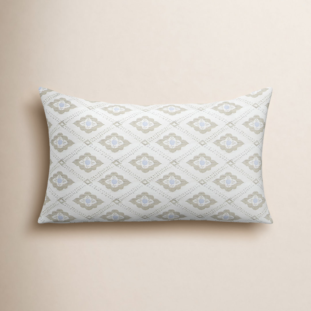 Liza Pillow Cover & Insert Rectangle in White/Tan/Blue (Set of 2) Birch Lane™