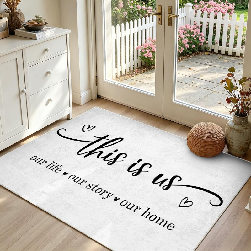 Tapis d'intérieur blanc lavable à la machine Story Home, Rectangle 39 po x 63 po