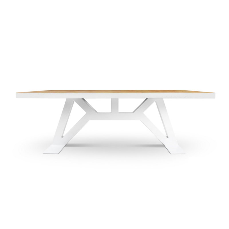 Oak Solid Wood Top Metal Base Dining Table