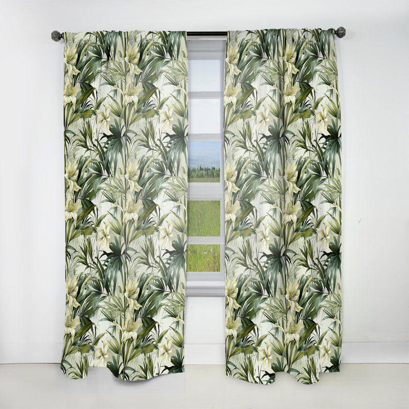 Bambou fusion motif tropical III - Rideau floral - Rideau floral obscurcissant - 1 panneaux, L 52 po x L 63 po