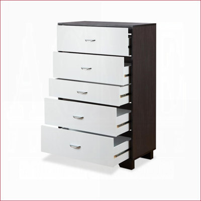 Commodes et amp; Armoire, commode moderne à 5 tiroirs | Blanc et blanc Espresso | Panneau de particules et panneau de fibres à densité moyenne