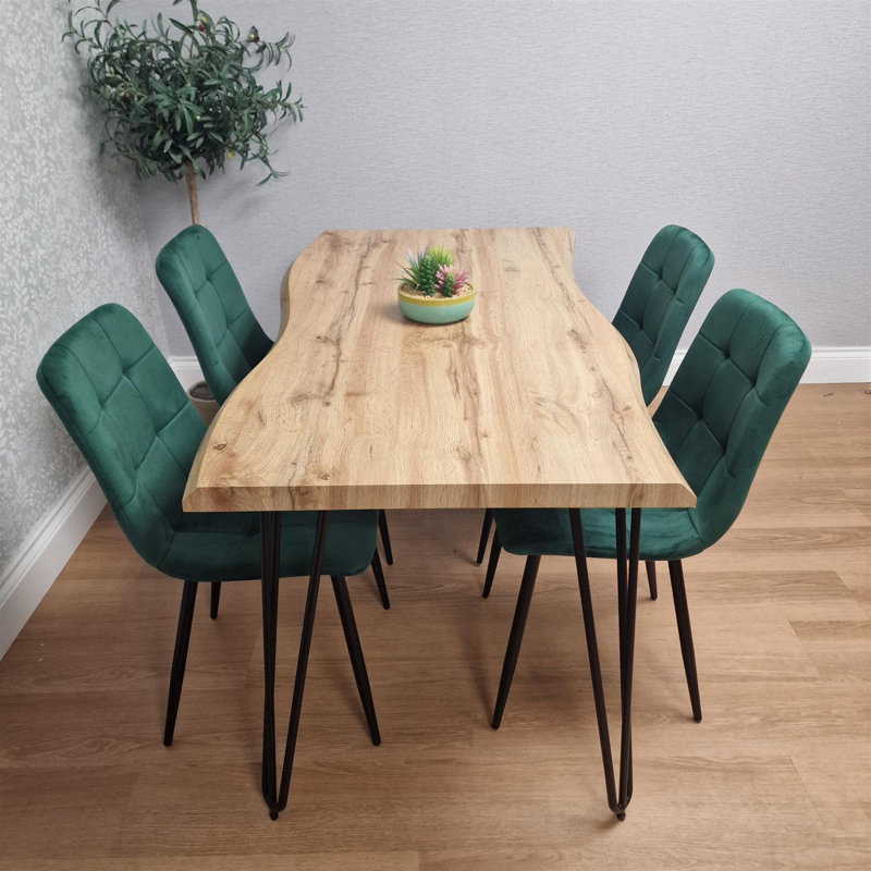 4 - Person Dining Set, Green, 75cm H x 140cm W x 80cm D