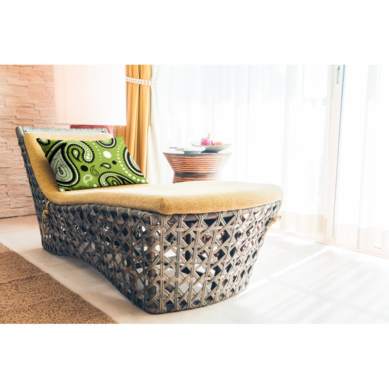 Paisley Outdoor Reversible Throw Pillow, Chartreuse