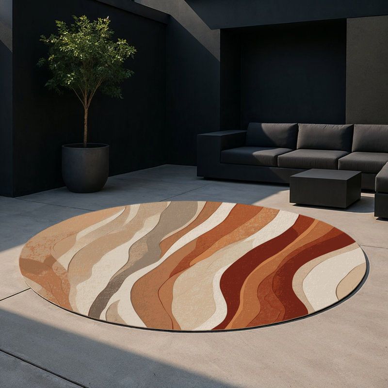 Tapis intérieur et extérieur Amber Tides, Rond 5 pi