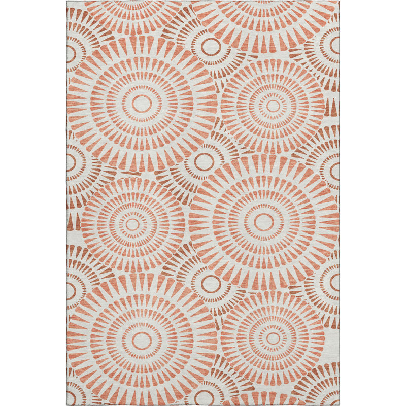 Premium Machine Washable Prisco Coral Rug, Rectangle 3' x 5'
