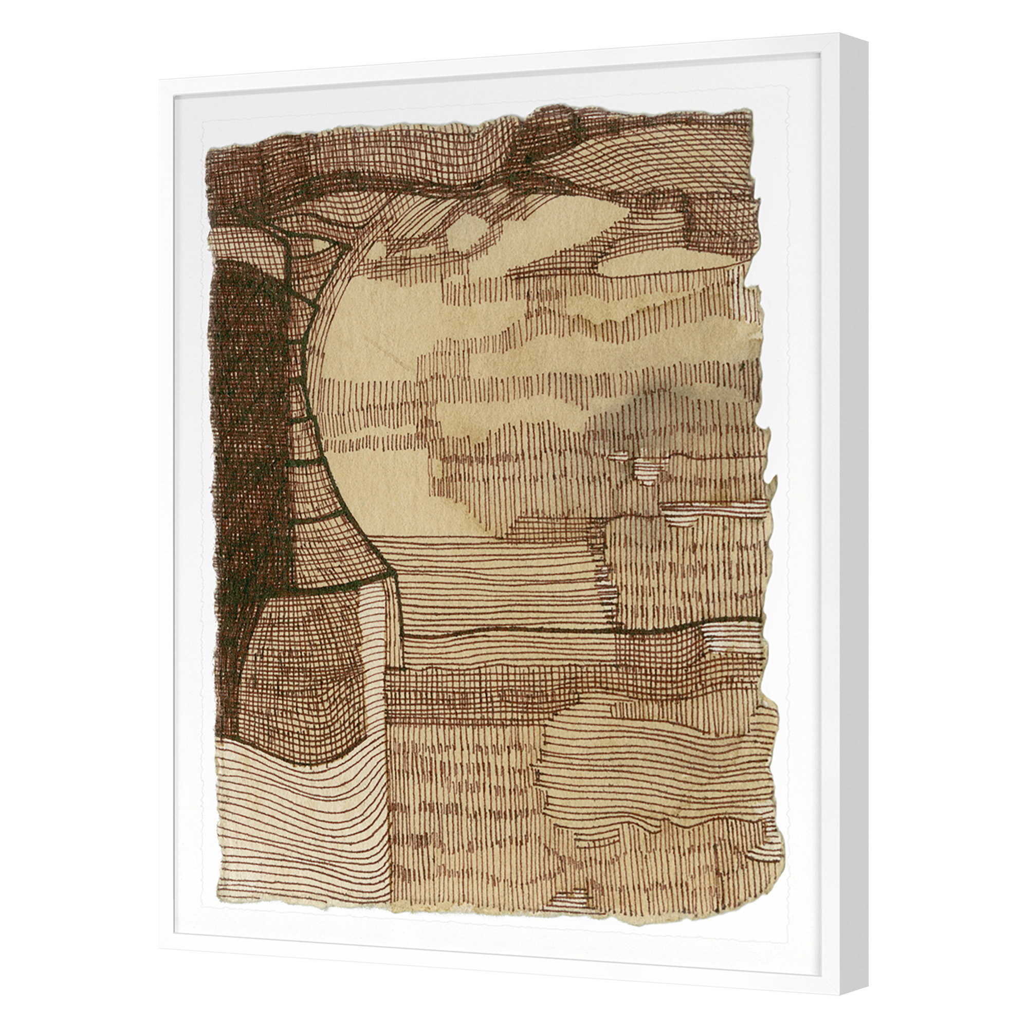 Coffee Drawing 5 by Renee Staeck, 29" H x 22" W x 1.25" D, White
