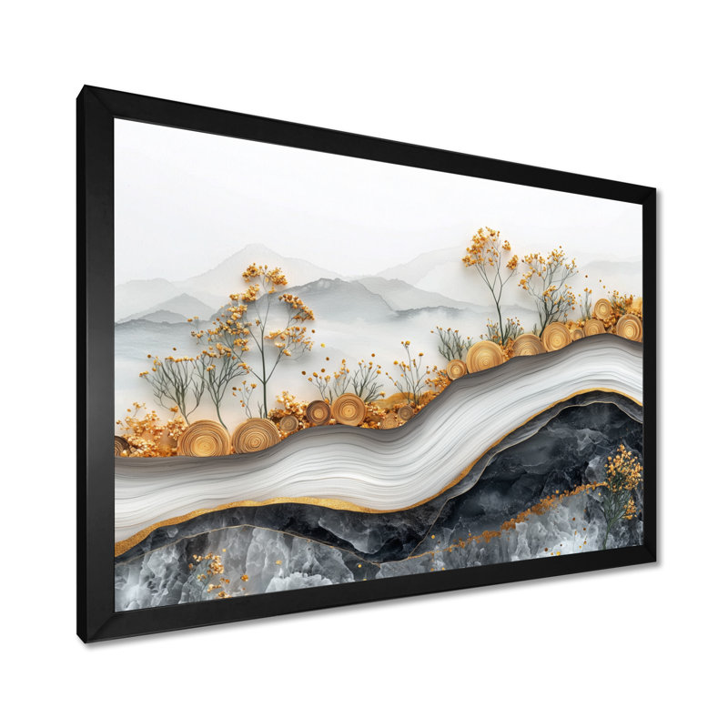 Ignaz - Floral Wall Art, Single Picture Framed Print, 30" H x 40" W, Black